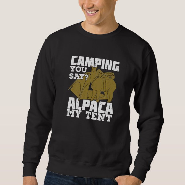 Funny Alpaca Camping Lover Premium Sweatshirt (Front)