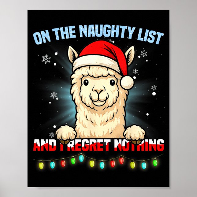 Funny Alpaca Christmas Santa Hat Xmas Men Women Ki Poster (Front)