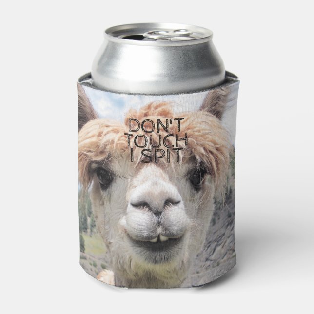 Funny Alpaca Llama Don't Touch I Spit Can Cooler (Can Front)