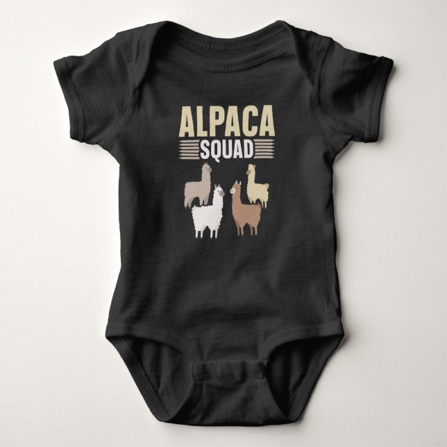 Funny Alpaca Squad Animal Lover Baby Bodysuit (Front)