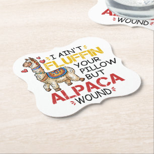 Funny Alpaca Wound Llama Nurse Practitioner Gifts Paper Coaster