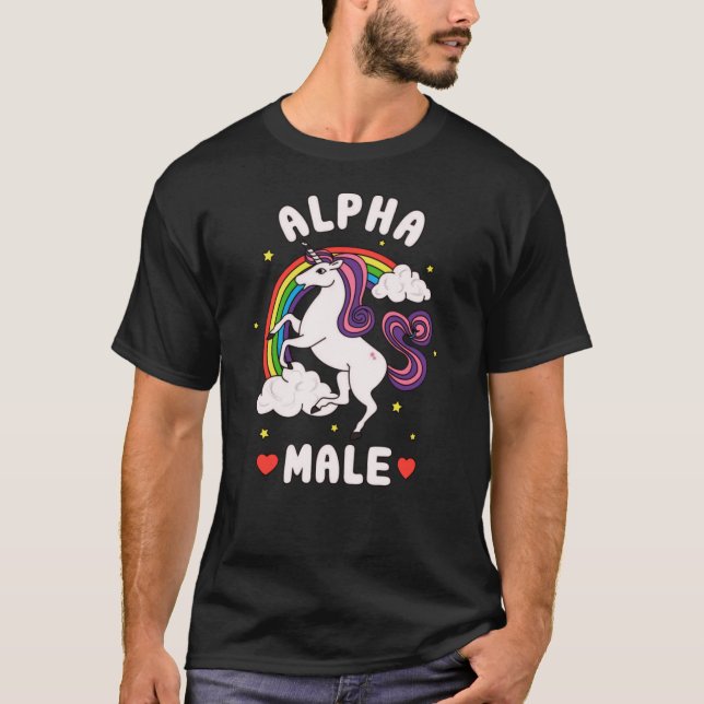 Funny Alpha Male Unicorn Rainbow funny T-Shirt (Front)