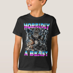 Funny Alpha Wolf Meme Morbidly A Beast Design T-Shirt