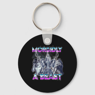 Funny Alpha Wolf Meme Morbidly A Beast Key Ring
