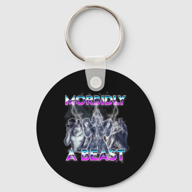 Funny Alpha Wolf Meme Morbidly A Beast Key Ring (Front)