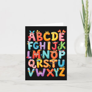 Funny Alphabet A-z Abc Kids Back To School Pre K T Card