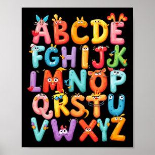 Funny Alphabet A-z Abc Kids Back To School Pre K T Poster