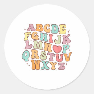 Funny Alphabet Abcs Cute Love Heart Teacher Valent Classic Round Sticker