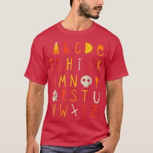 Funny Alphabet Boo Skeleton Candy Corn Halloween C T-Shirt
