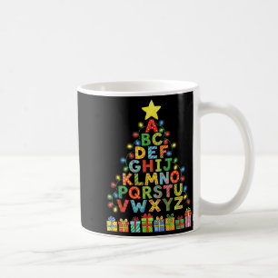 Funny Alphabet Christmas Tree Graphic Abc A-z Teac Coffee Mug