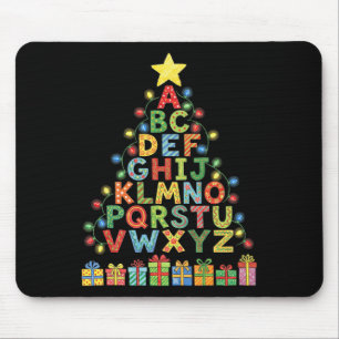 Funny Alphabet Christmas Tree Graphic Abc A-z Teac Mouse Pad