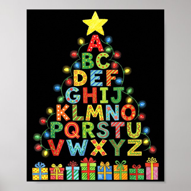 Funny Alphabet Christmas Tree Graphic Abc A-z Teac Poster (Front)