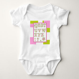 Funny alphabet, flower alphabet, alphabet baby bodysuit