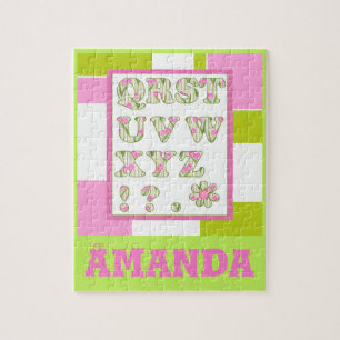 Funny alphabet, flower alphabet, alphabet jigsaw puzzle