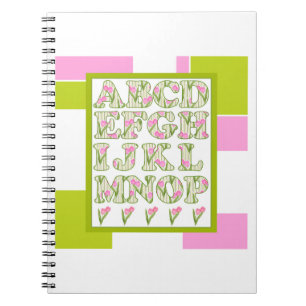Funny alphabet, flower alphabet, alphabet notebook