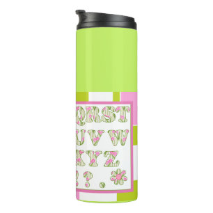 Funny alphabet, flower alphabet, alphabet thermal tumbler