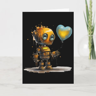 Funny Amazing Valentine Love Robot With Heart 1 Card