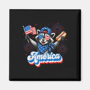 Funny america racoon hot dog lovers patriotic magnet