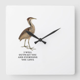 Funny American Bittern Shirt - i will outwait you Square Wall Clock