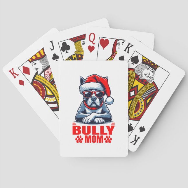 Funny American Bully mum dog owner Christmas gift Playing Cards (Back)