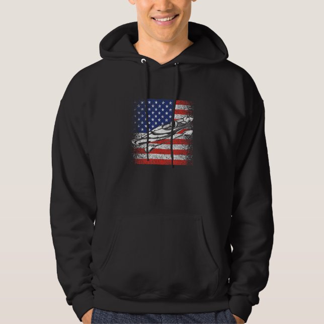Funny American Canoe Kayaking Patriotic Kayak USA  Hoodie (Front)