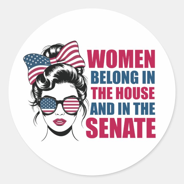 Funny American Feminist Quote Political Classic Round Sticker (Front)