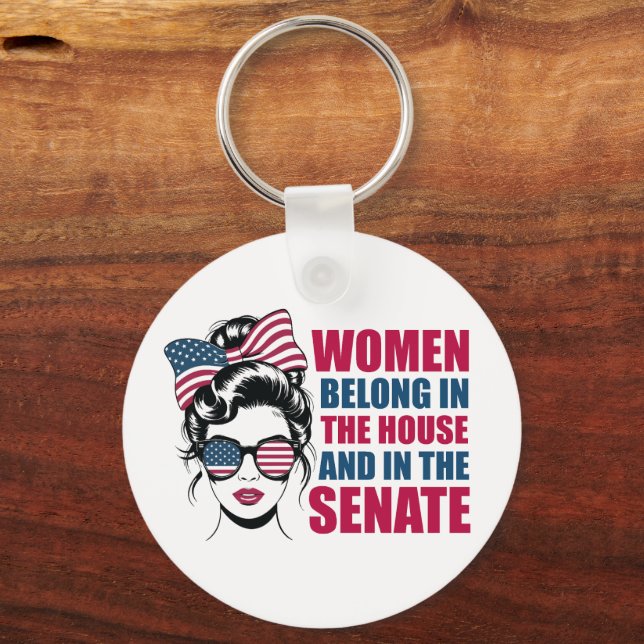 Funny American Feminist Quote Political Key Ring (Front)