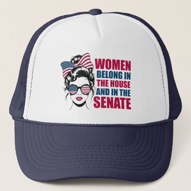Funny American Feminist Quote Political Trucker Hat (Front)
