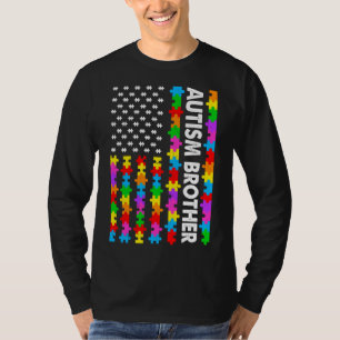Funny American Flag Autism Brother Autism Awarenes T-Shirt