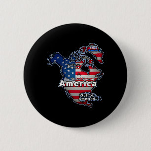 Funny American Flag Canada Greenland Gulf Map 6 Cm Round Badge