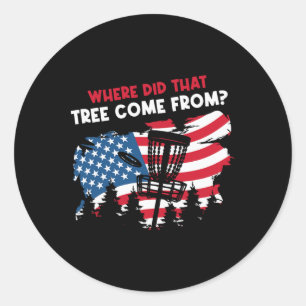Funny American Flag Disc Golf Classic Round Sticker