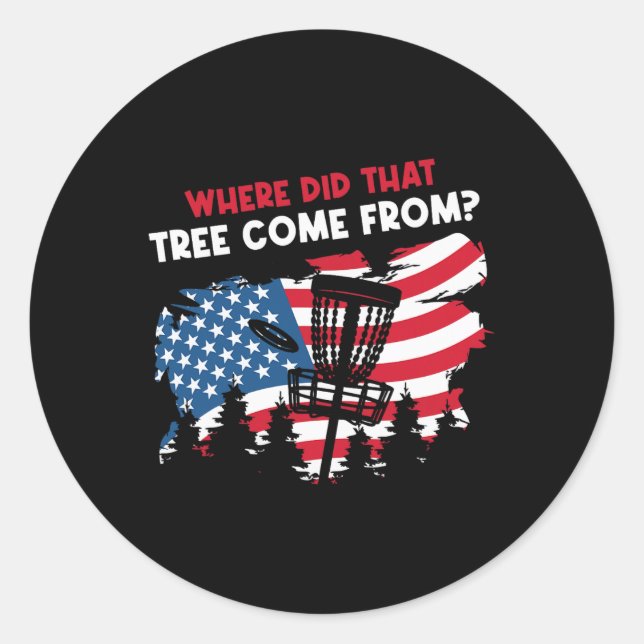 Funny American Flag Disc Golf  Classic Round Sticker (Front)