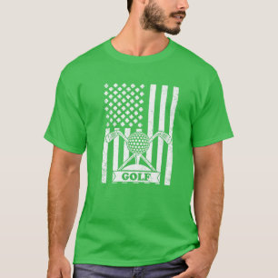 Funny American Flag Golf St. Patrick's Day Gift T-Shirt