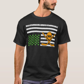 Funny American Flag Irish Hockey St. Patrick's Day T-Shirt