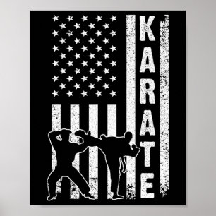 Funny American Flag Karate Art For Men Women Karat Poster