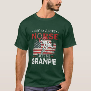 Funny American Flag My Favourite Nurse Calls Me Gr T-Shirt