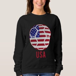 Funny American Flag Soccer Football Sports Women M Sweatshirt