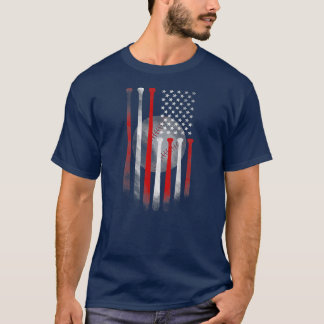 Funny American Flag Vintage Baseball Flag Dad Mum T-Shirt
