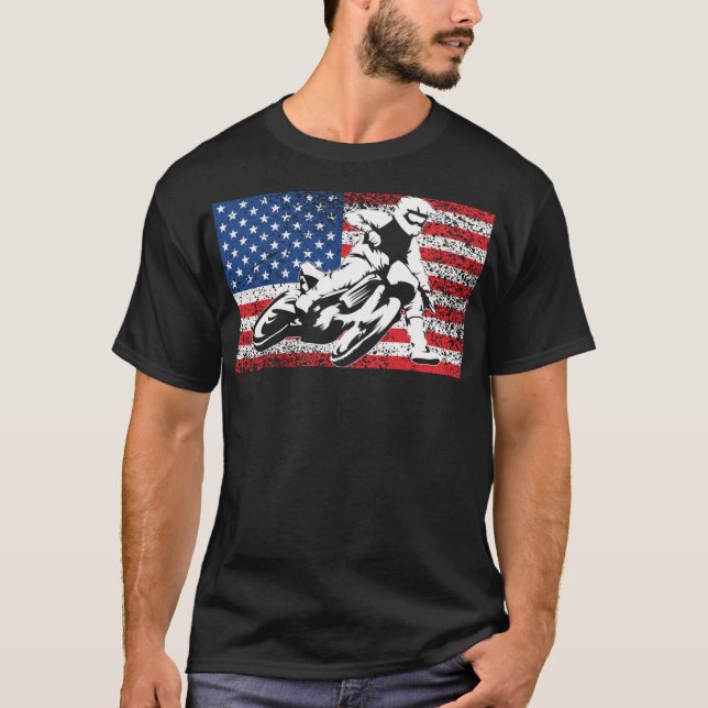Funny American Flat Track Motorcycle Gift Cool Bik T-Shirt (Front)