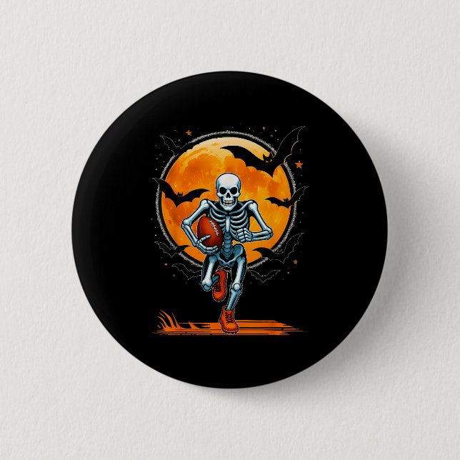 Funny American Football Skeleton Player Halloween  6 Cm Round Badge (Front)