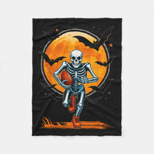 Funny American Football Skeleton Player Halloween  Fleece Blanket