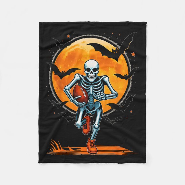 Funny American Football Skeleton Player Halloween  Fleece Blanket (Front)