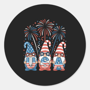 Funny American Gnomes Sungles Patriotic Usa 4th Of Classic Round Sticker