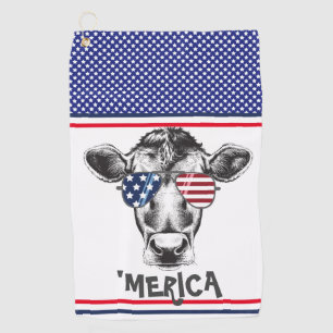 Funny American Hipster Cow Golf Towel