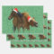 Funny American Horses wearing Christmas Santa hat