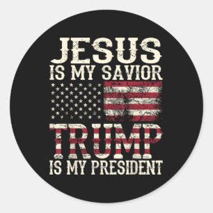Funny American Jesus Is My Saviour Trump Is My Classic Round Sticker