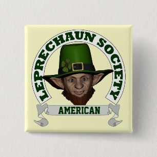 Funny American leprechaun society 15 Cm Square Badge
