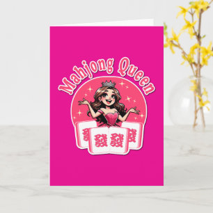 Funny American Mahjong Queen Pink Crown Design Card