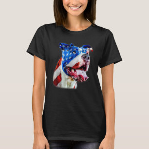 Funny American Pit Bull Terrier USA Flag Patriotic T-Shirt