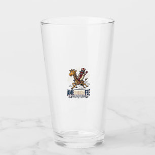 Funny Amerigiraffee Patriotic Giraffe Hot Dog Shir Glass